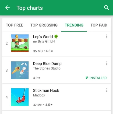 Trending at no. 3 in Arcade on Google Play Bahrain, Nov 2018